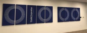 Blue sound management wall decor for Institute Corporate