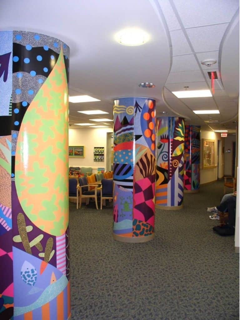 Boston-Childrens-Hospital-Wrapped-Pillars-Waiting-Room-Design