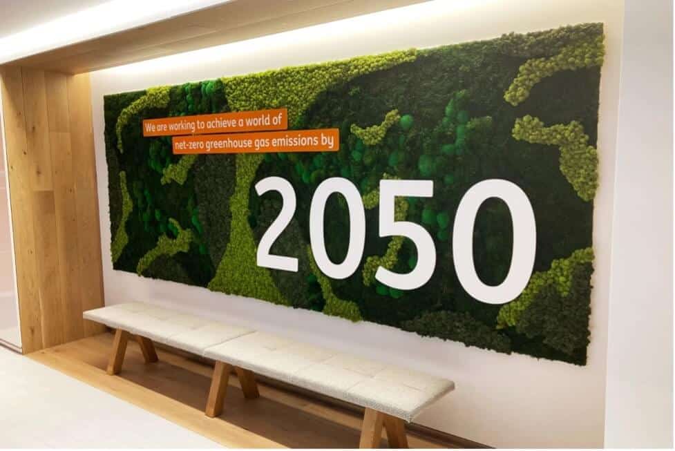 A green mural with 2050 on it