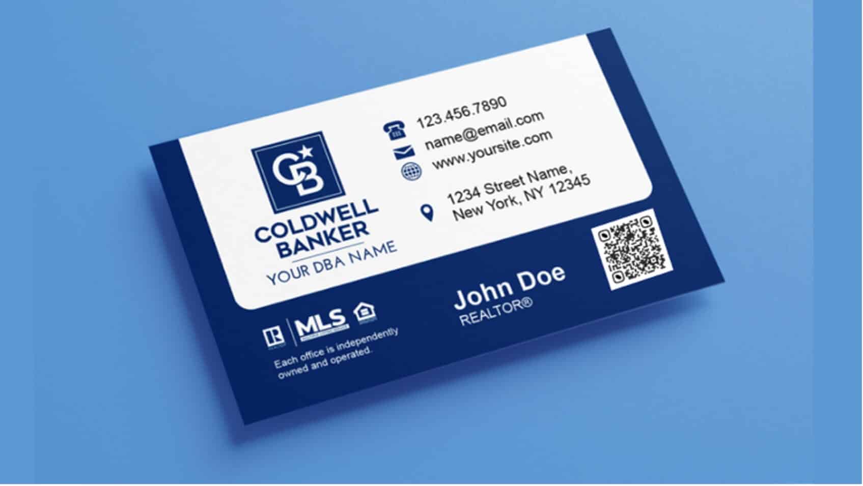 An example of a realtor's business card that features a QR code in the bottom right corner.