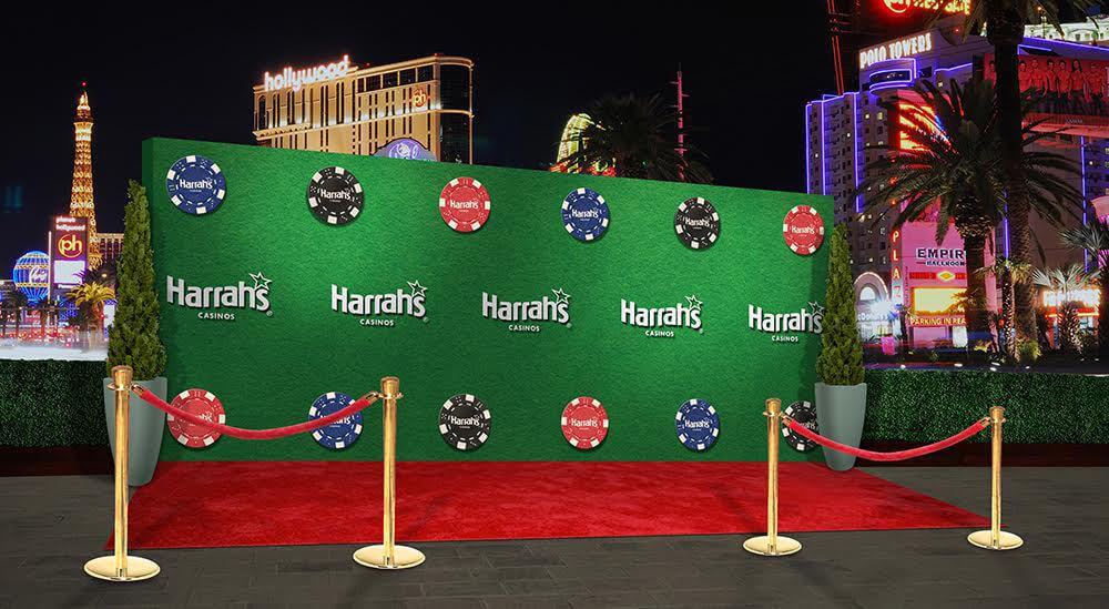 green banner with multi colored poker chips 